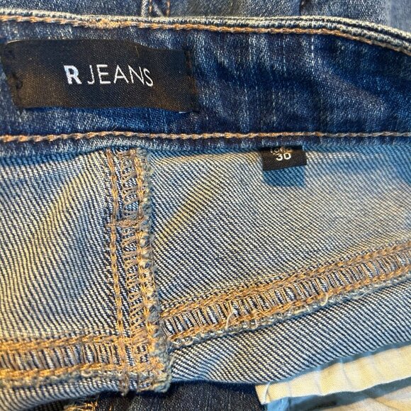 R Jeans Floral Embroidery Jeans Womens Sz 30 Mid Rise‎ Cropped Skinny Cuffed - Picture 4 of 4